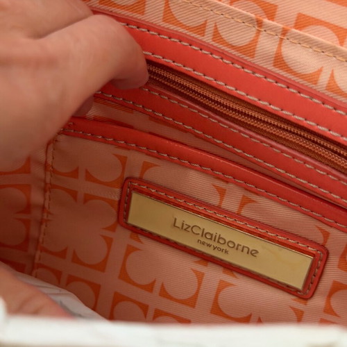 Clutch bag summer, new, linen-like material, orange and beige