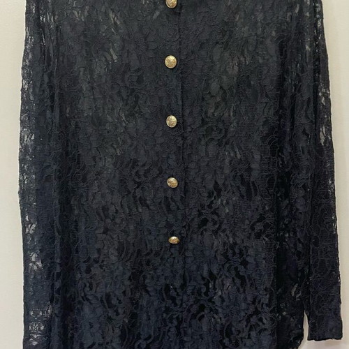Black vintage long lace jacket used, size M