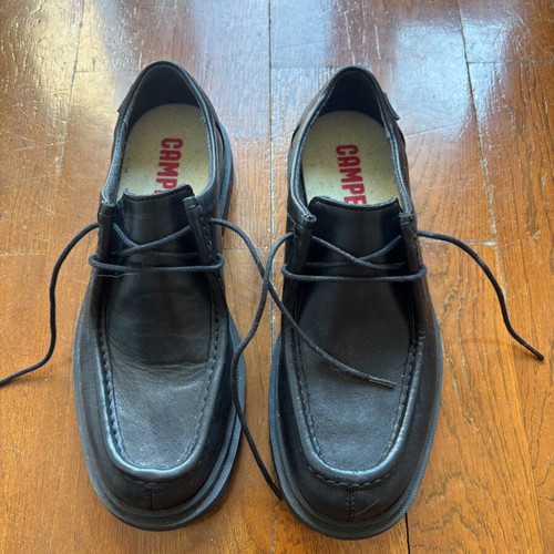 Camper Junction black leather shoes with removable toe caps, size 38