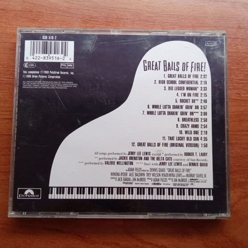 Great Balls of Fire soundtrack CD used, 1980s 1990s
