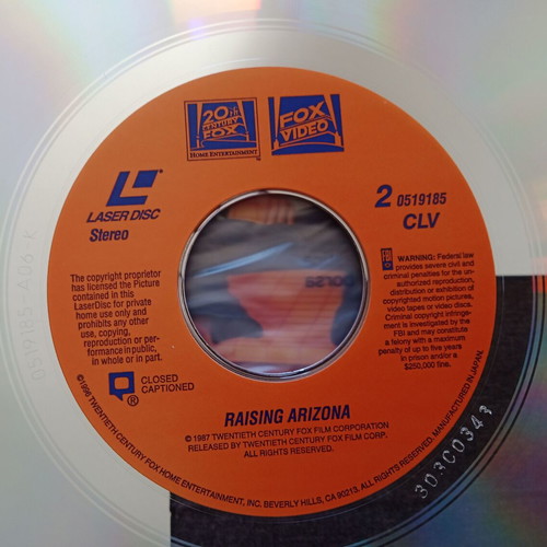 Raising Arizona LaserDisc 1987 like new, comedy