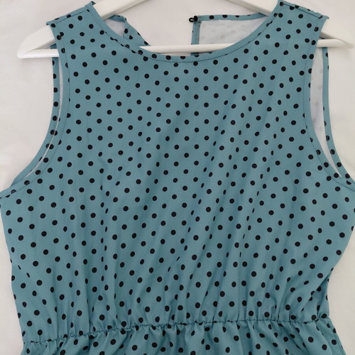Maxi dress mint with small black polka dots