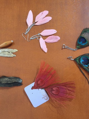 Urban Wings modern earrings with statement feathers, set of 5 pairs