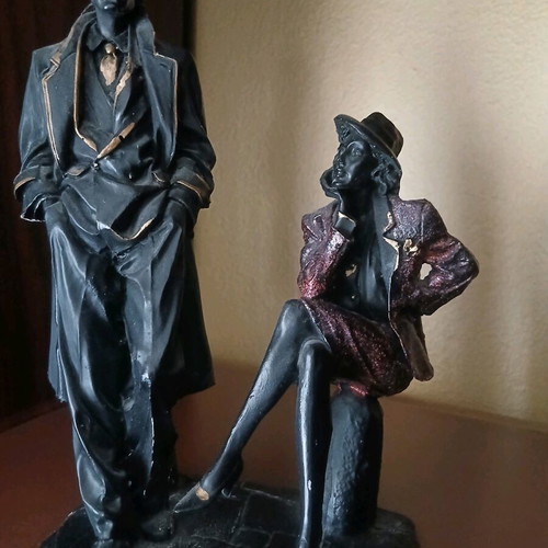 Decorative man-woman figurines used, gypsum, 1980s