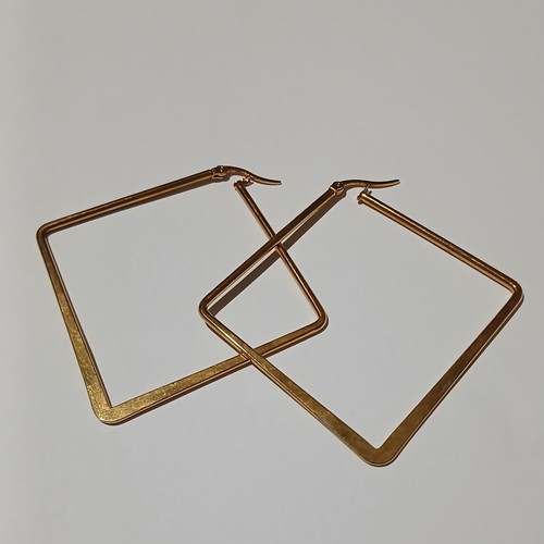 Square Earrings 5cm gold plated stainless steel like new