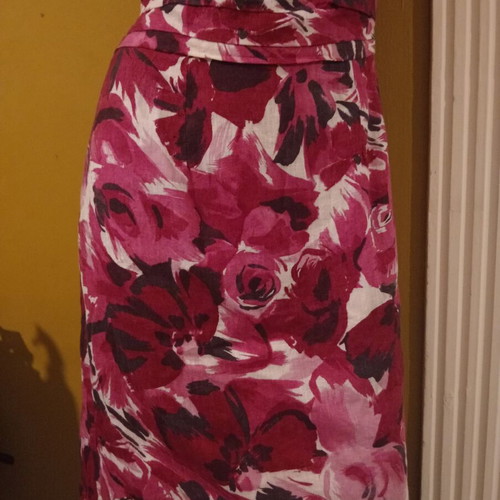 Laura Ashley Pink Floral Wedding Guest Dress 100% Linen like new