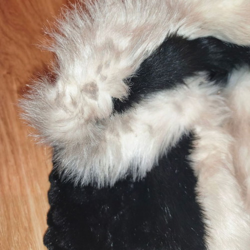 Vira Luxury Hooded Faux Fur Vest used, black and white contrast, size XL