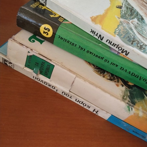 Old books used, including The Wonderful White Whale and Pollyanna