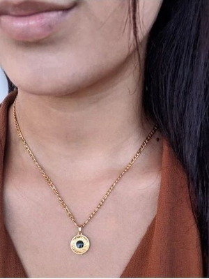 Handmade Byzantine necklace from stainless steel and black enamel, new