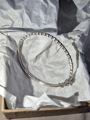 Silver 925 Ω 03 bangle bracelet with black marcasite