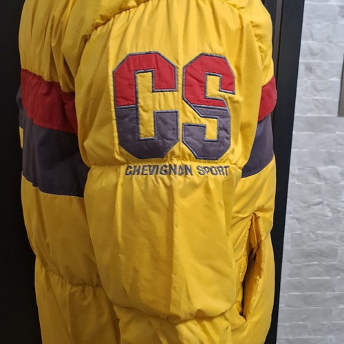 Chevignon Vintage Puffer Jacket Sport Dept Large, like new, yellow color-blocking