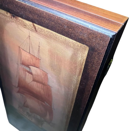 Wooden backgammon with painted design like new