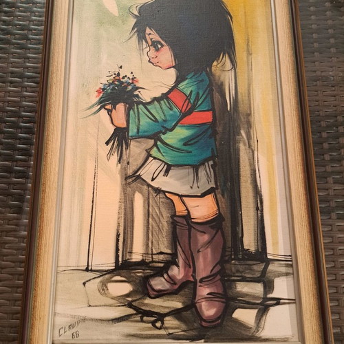 Painting Girl with Flowers used