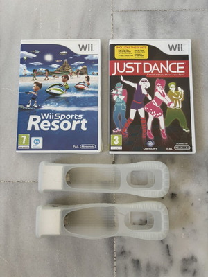 Wii Sport Resort και Just Dance παιχνίδια με extensions για 2 χειριστήρια μεταχειρισμένα