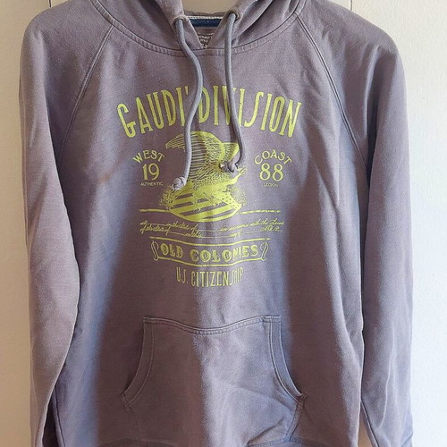 Gaudi cotton hoodie sweatshirt, medium, grey and yellow