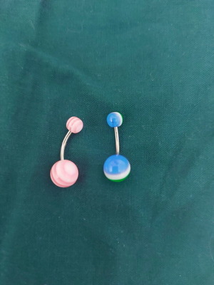 Navel earrings set of 2 like new, multicolor