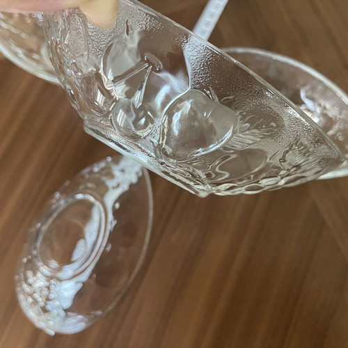 Vintage glass bowls avocado-shaped with embossed fruit designs, like new