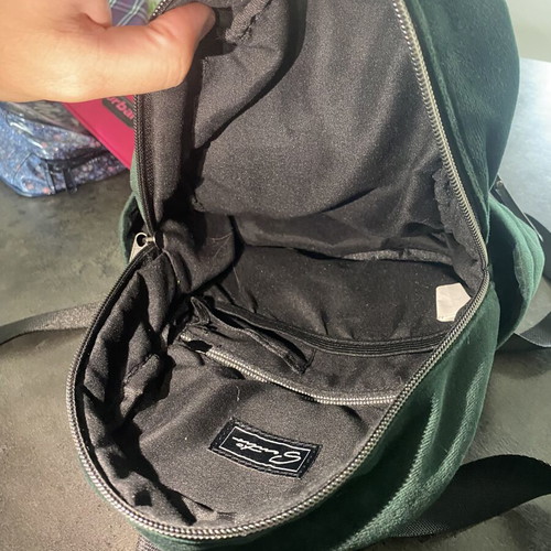 Velvet green backpack like new