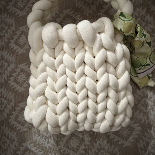 Marshmallow handmade handbag white beige, new