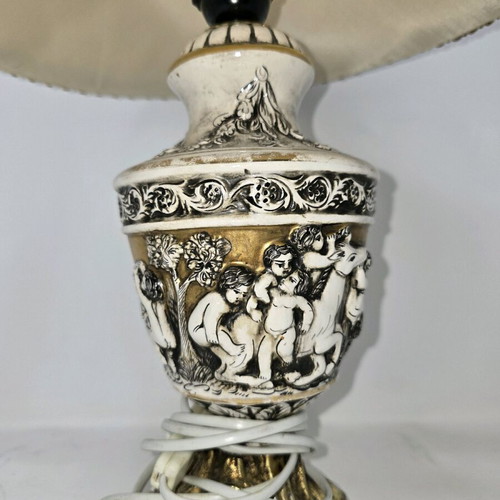 Porcelain table lamp used with vintage brass base