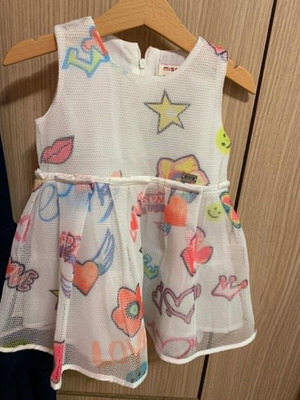 Evita baby dress with colorful designs and inner lining like new, size 1