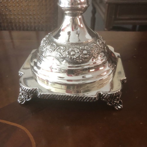 Five-arm silver-plated brass candlestick new heavy