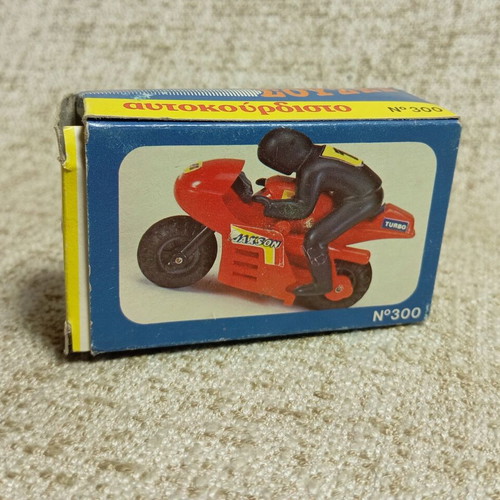 Kivi Blue Motorcycle with Rider new, with box, vintage