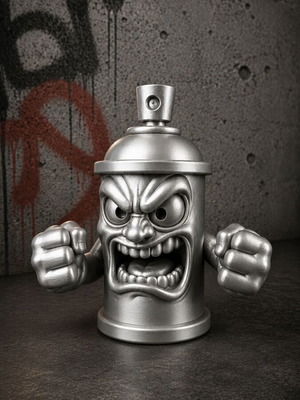 Angry Spray Can Figurine new 3D printed