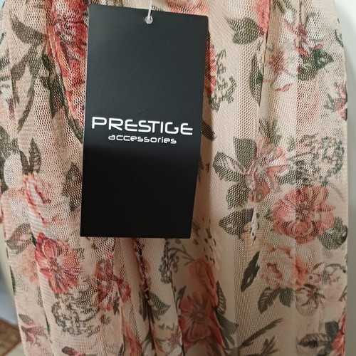 Maxi floral skirt high-waisted with elastic, new, beige and pink