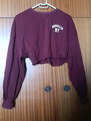 Bershka burgundy crop top like new, size S