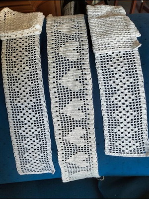 Handmade lace set of 3 white cotton perle butterfly