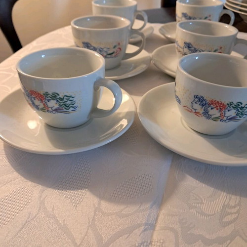 Set of six double coffee cups Lumidhs Stathopoulos collectible new