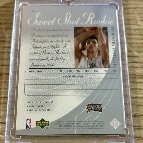 Numbered Upper Deck Sweet Shot Rookie Card 148/999 Sixers NBA PAOK like new