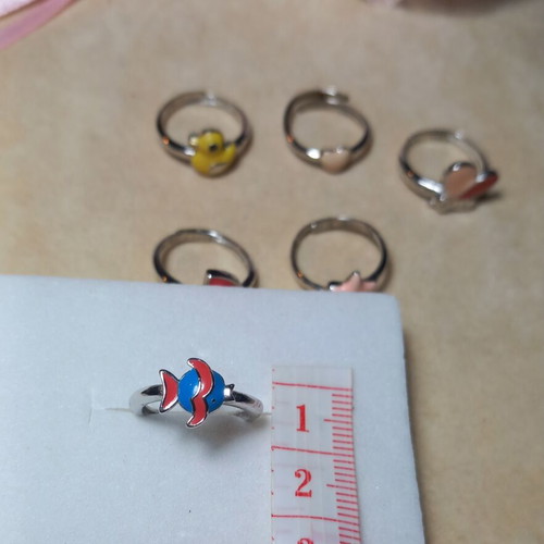 Silver 925° children's fish ring with enamel, new