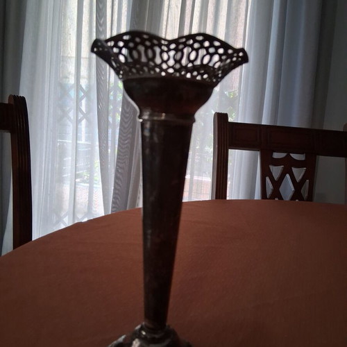 Silver-plated candlestick used, height 21 cm