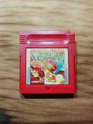 Pokemon Red Game Boy cartridge used, vintage Nintendo adventure