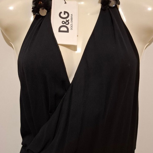 Vintage Dolce & Gabbana D&G Black Halter Neck Maxi Dress 2XL New