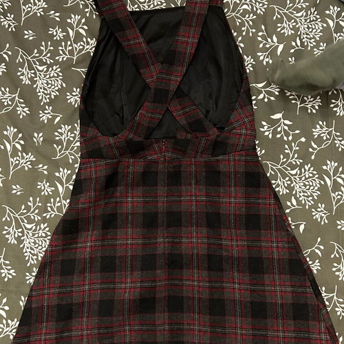 Enzzo mini checkered dress like new, gray and red
