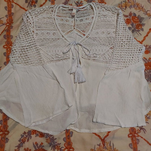 Funky Buddha cardigan like new, white with lace, size S