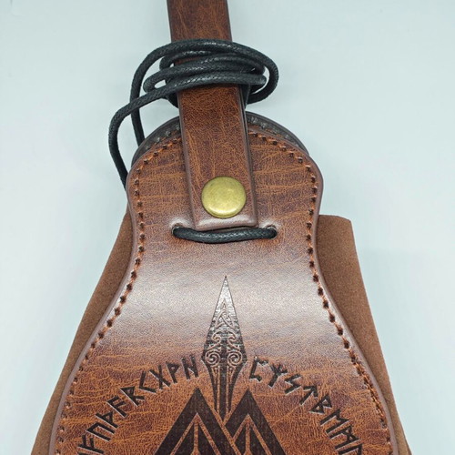Leather Belt Pouch new with Valknut symbol and Scandinavian Runes