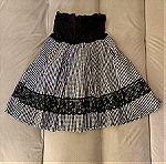  Vintage καλοκαιρινή καρό φούστα με δαντέλα