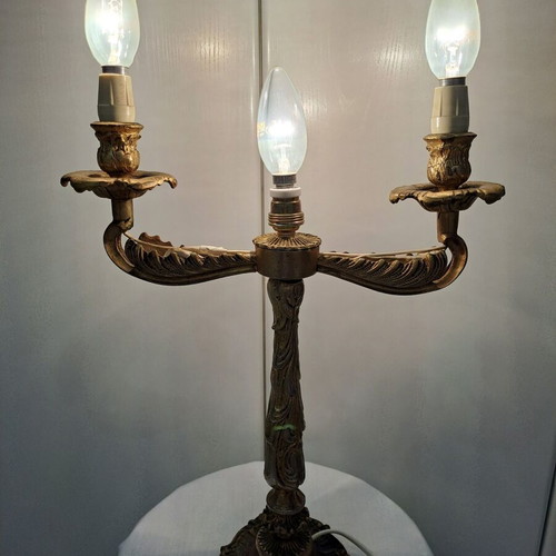 Bronze vintage table lamp used with three E14 bulbs