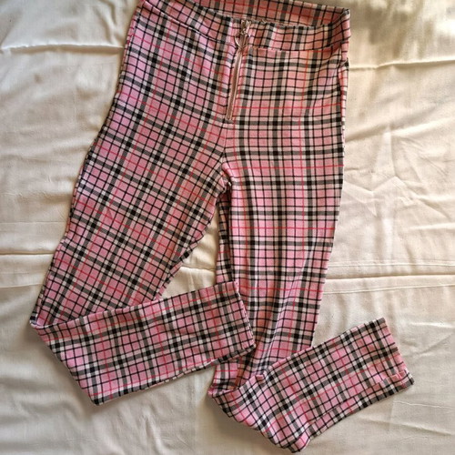 Punk pink checkered leggings pants like new