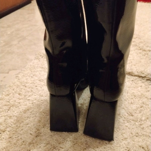 Carad patent leather ankle boots used, size 39, black, 9.5 cm heel