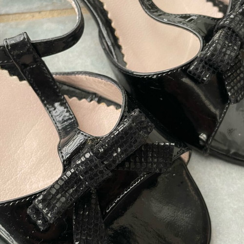 Women's black patent platform sandals size 37 used