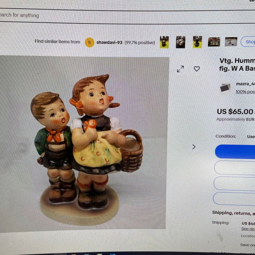 Hummel Goebel vintage porcelain double figurine boy and girl with basket