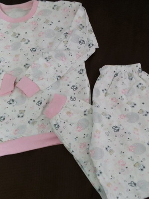 Girls' pajama size 10 like new, white and pink