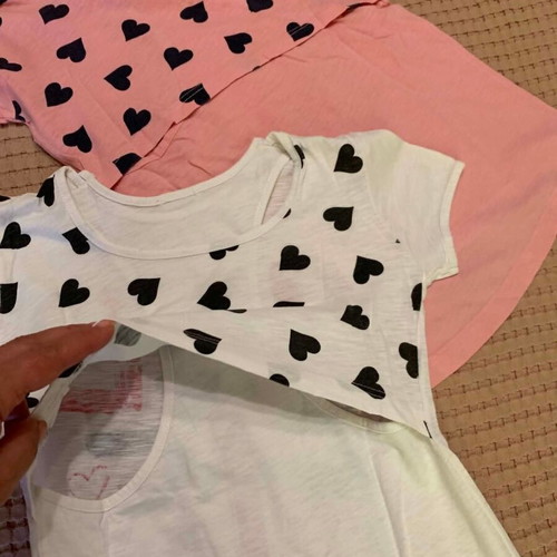 Set of 2 double 2-in-1 Nek Kids Wear t-shirts, like new, pink and white