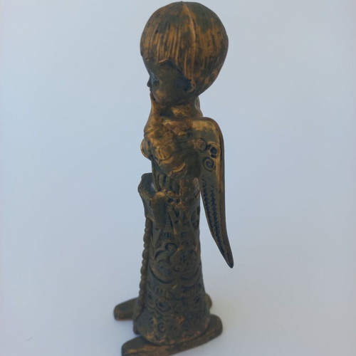 Victorian angel figurine used, vintage bronze Italian made