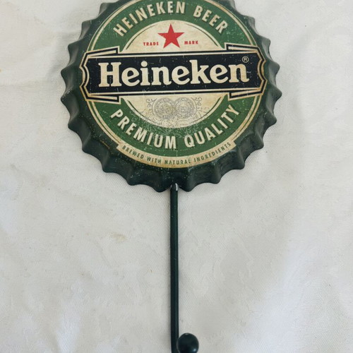 Heineken Retro Metal Wall Hook Used, 18x10cm